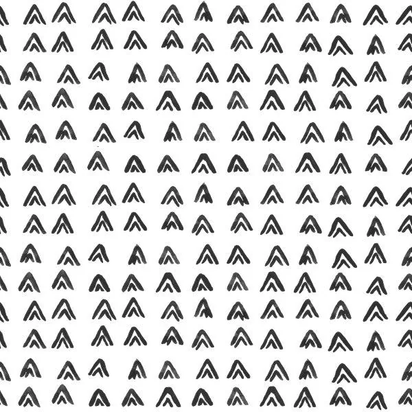 Repeating pattern of grey stacked chevron shapes arranged in rows on white background