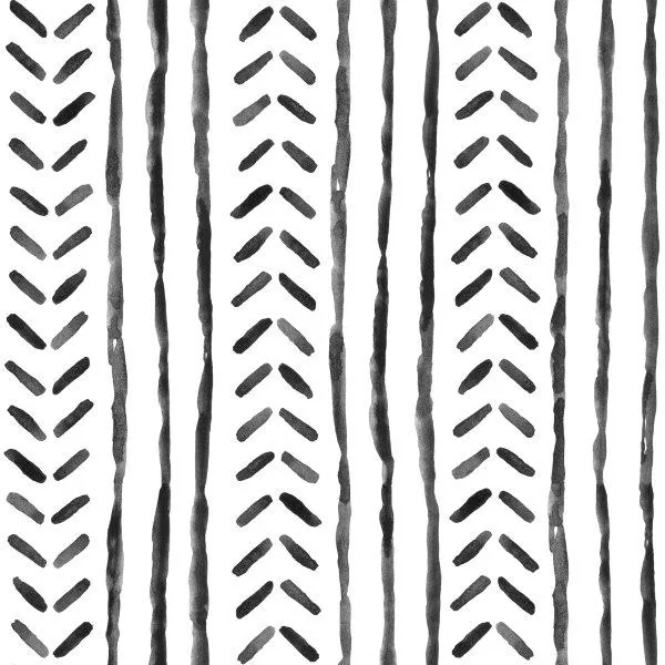 Repeating pattern of black and grey chevron arrows alternating with hand-drawn vertical lines on white background