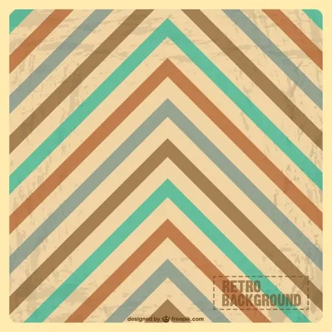Retro chevron pattern with nested V-stripes in turquoise, rust, grey, and taupe on cream background.