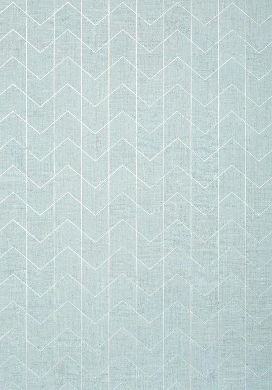 Repeating cream and sage chevron pattern with subtle vertical striping on linen texture