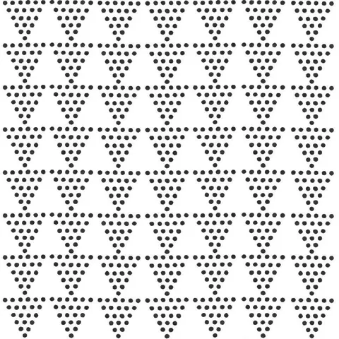 Repeating pattern of black dot-filled triangles arranged in downward-pointing rows on white background.