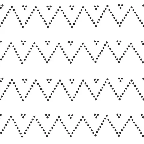 Repeating dotted zigzag wave pattern in black dots on white background
