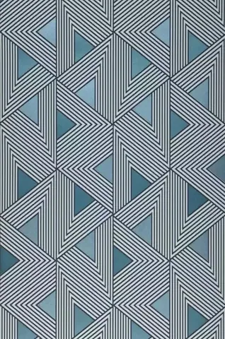 Repeating geometric chevron pattern with diagonal stripes in teal and white tones