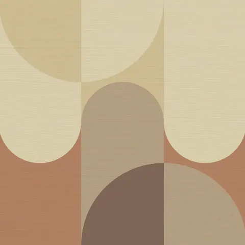 Abstract geometric wallpaper with overlapping circles in beige, taupe, and terracotta tones
