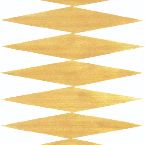 Repeating pattern of stacked golden diamond shapes with textured, organic edges on white background.
