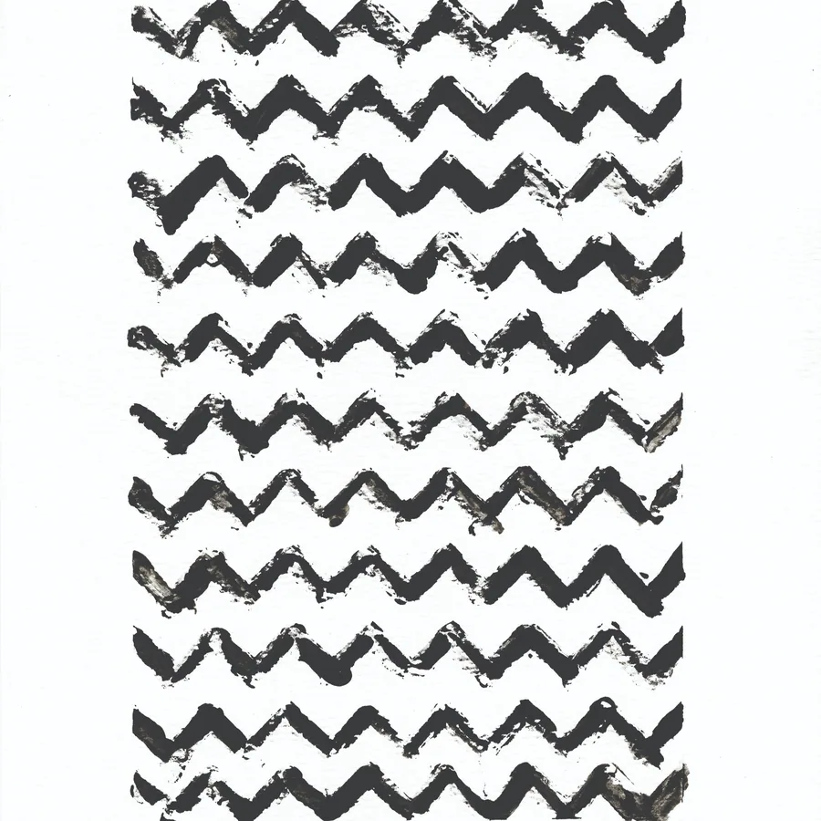 Repeating pattern of hand-drawn black chevron zigzag strokes on white background