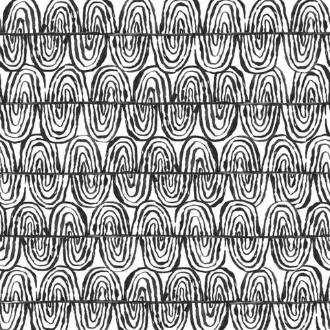 Repeating pattern of nested oval arches in black and white creating a geometric optical illusion.