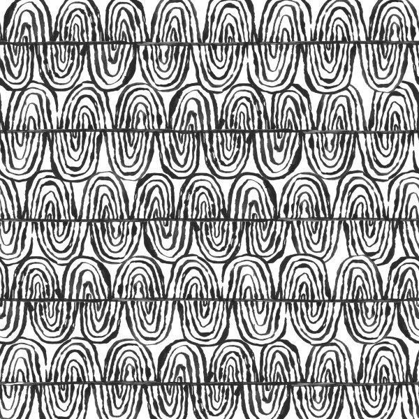 Repeating pattern of nested oval arches in black and white creating a geometric optical illusion.