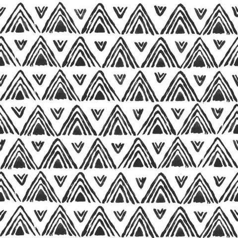 Repeating pattern of black and white nested triangles with arrow details in geometric tribal style
