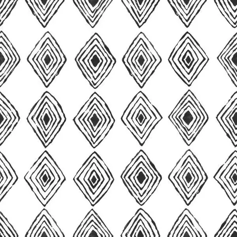 Repeating pattern of nested diamond shapes with concentric black and white lines creating geometric optical effect