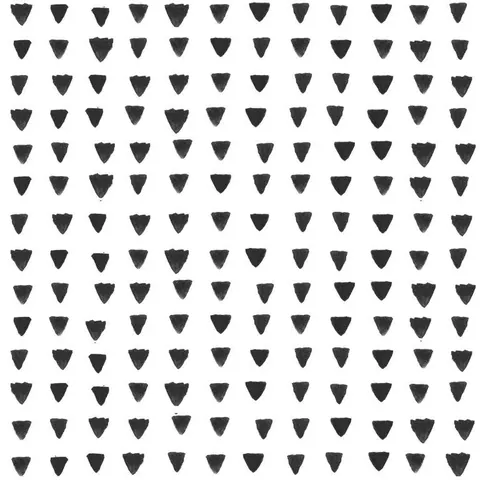 Repeating pattern of black inverted triangle arrowhead shapes arranged in a scattered grid on white background