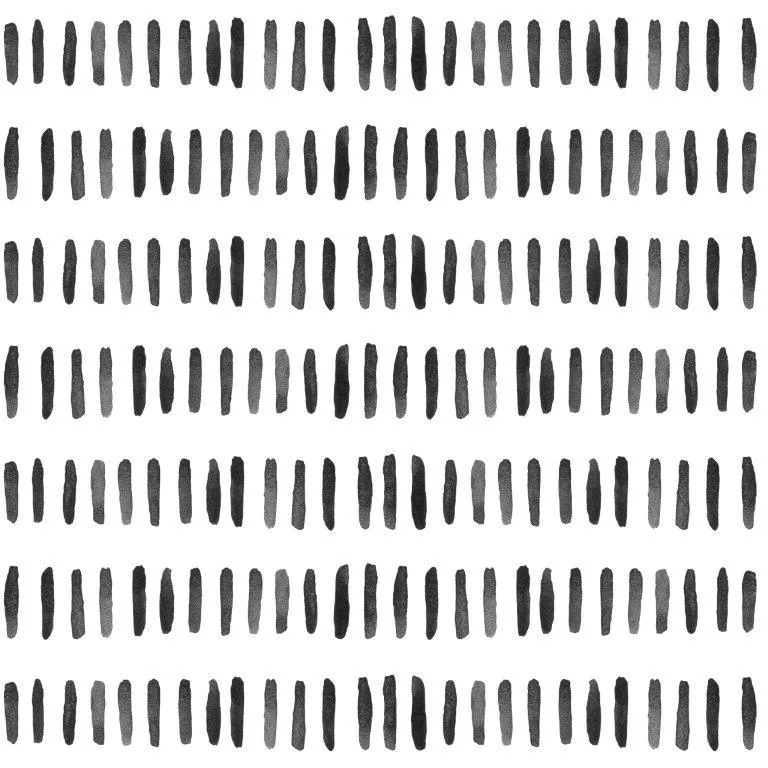 Repeating pattern of black and gray hand-drawn vertical brushstrokes arranged in horizontal rows on white background