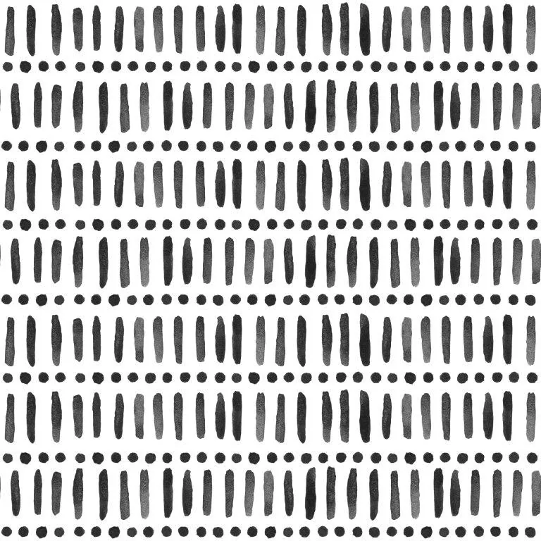 Repeating pattern of black hand-drawn vertical marks and dots arranged in rows on a light background