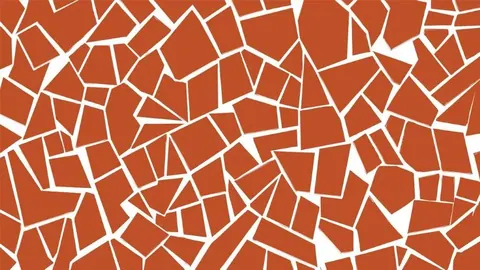 Repeating abstract mosaic pattern with rust-orange polygonal tiles separated by cream grout lines.