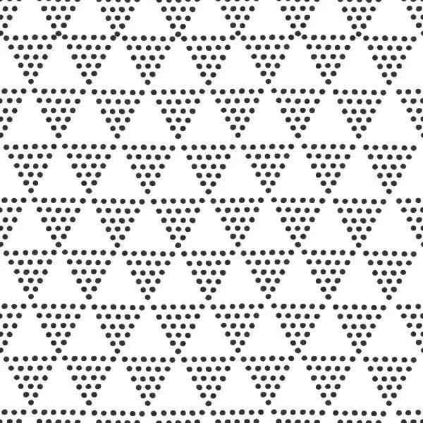 Repeating pattern of dotted triangle shapes arranged in rows on a white background