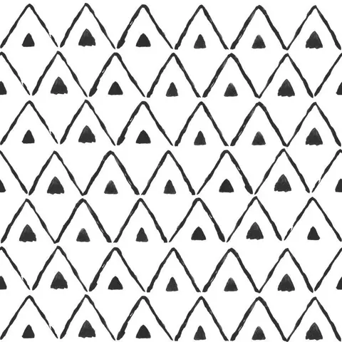 Repeating pattern of outlined triangular mountains with small solid bell shapes inside, arranged in rows.