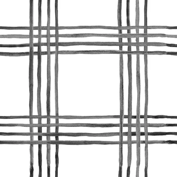 Hand-drawn woven grid pattern with intersecting vertical and horizontal lines in grayscale.