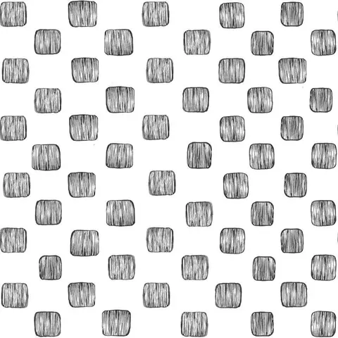 Repeating pattern of hand-sketched textured square tiles arranged in an offset grid on white background