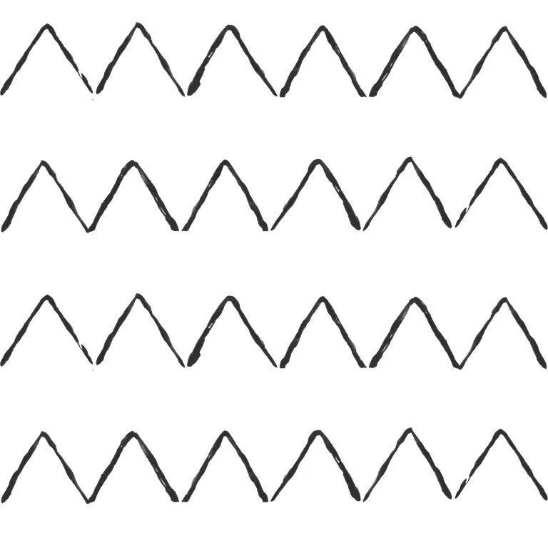 Repeating black zigzag peaks pattern forming continuous geometric waves across four rows