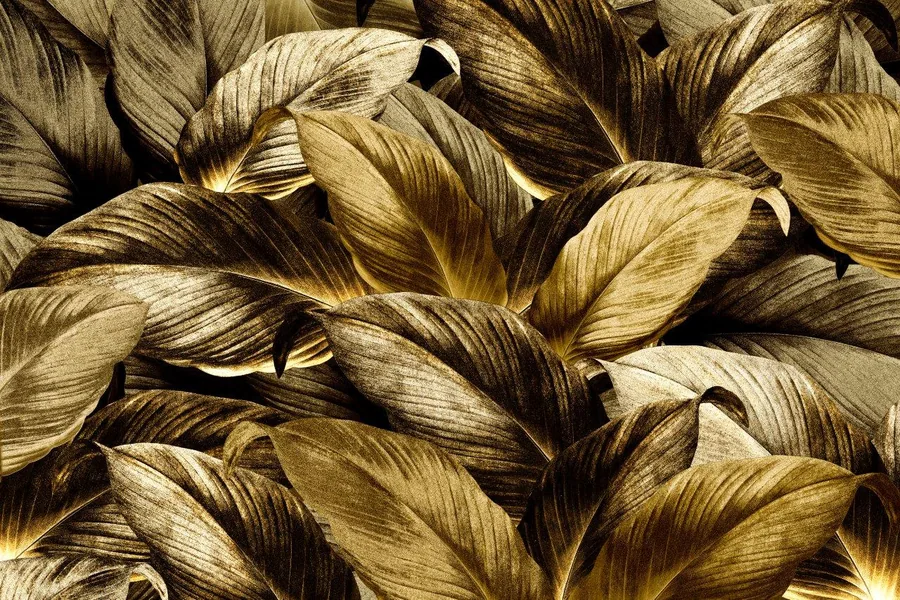Close-up pattern of dried corn husks in golden and chocolate brown tones with fine striations and natural texture.