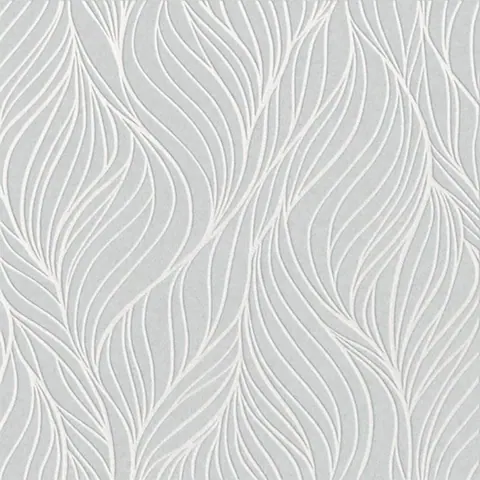 White and grey botanical leaf texture with flowing, layered pattern creating depth and movement.