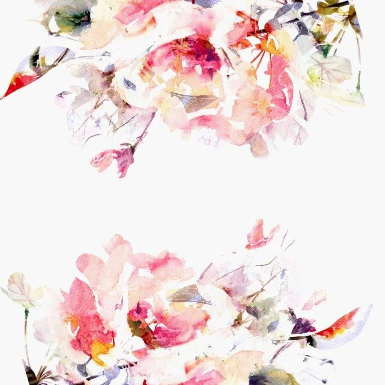 Watercolor peonies and flowers in pink and cream tones on white background