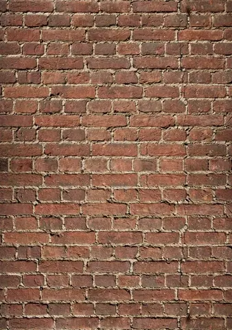 Close-up of weathered red brick wall with cream-colored mortar joints in running bond pattern.