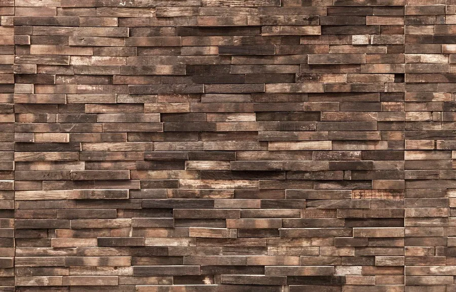 Staggered brick pattern with warm brown and tan wood-grain textures
