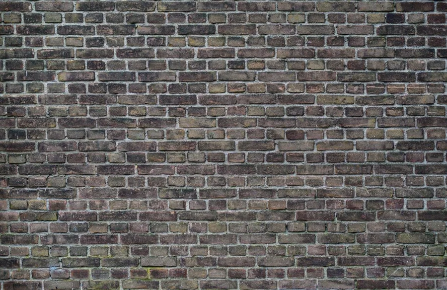 Close-up of weathered brick wall with varied brown, red, and tan bricks and light mortar joints.