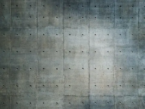 Seamless concrete panel texture with grid lines and metal fastener holes