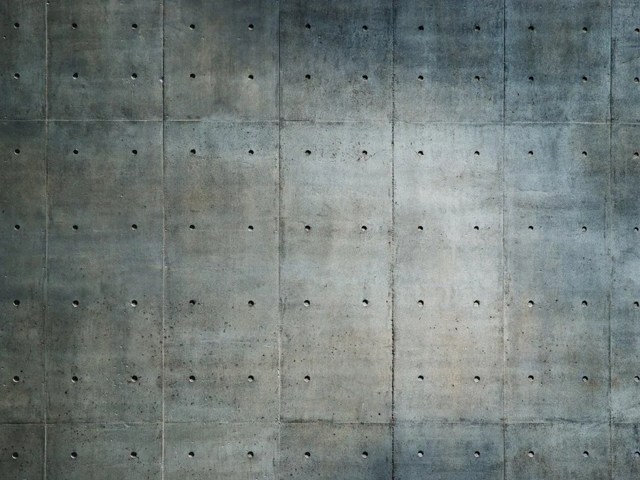 Seamless concrete panel texture with grid lines and metal fastener holes