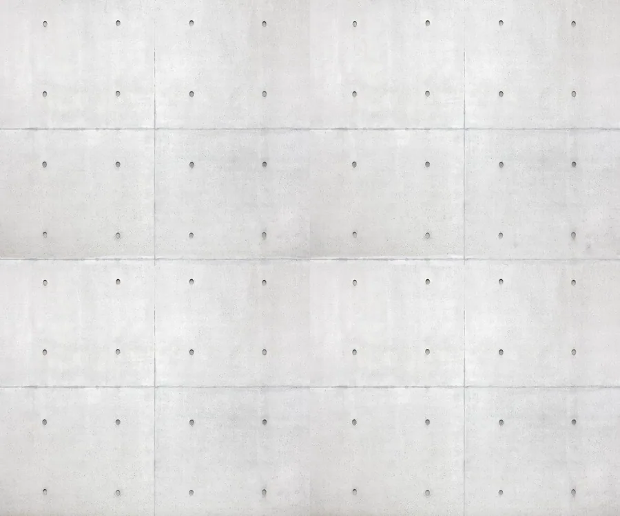 Repeating concrete panel texture with grid lines and metal fasteners on neutral background