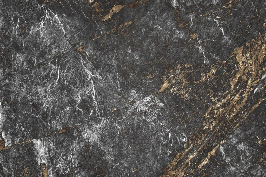 Dark gray stone texture with white and gold metallic veining throughout