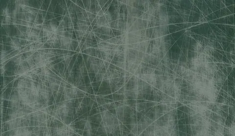 Weathered metal surface with fine scratches and worn texture in grey and sage tones