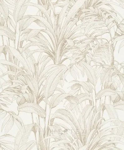 Hand-drawn botanical pattern with overlapping corn stalks and leaves in beige and cream tones