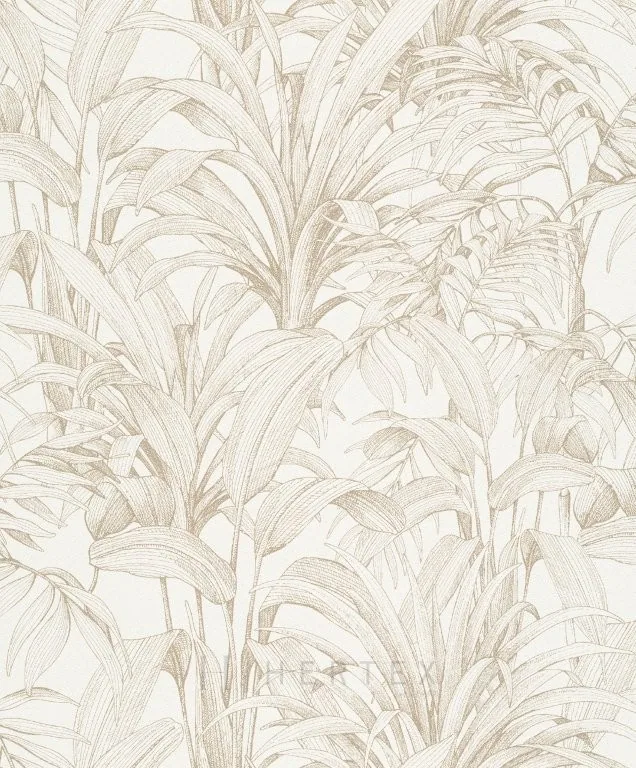 Hand-drawn botanical pattern with overlapping corn stalks and leaves in beige and cream tones