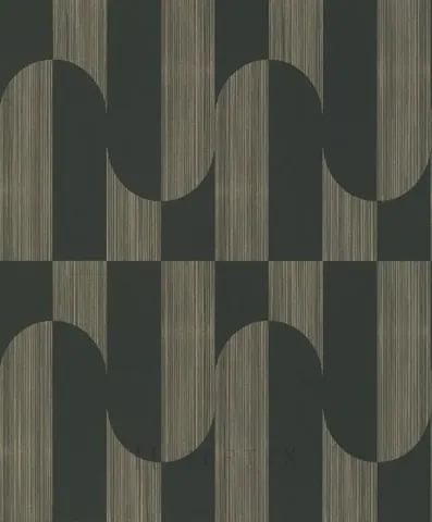 Repeating pattern of curved arch cutouts creating vertical striped columns in wood grain and dark gray.