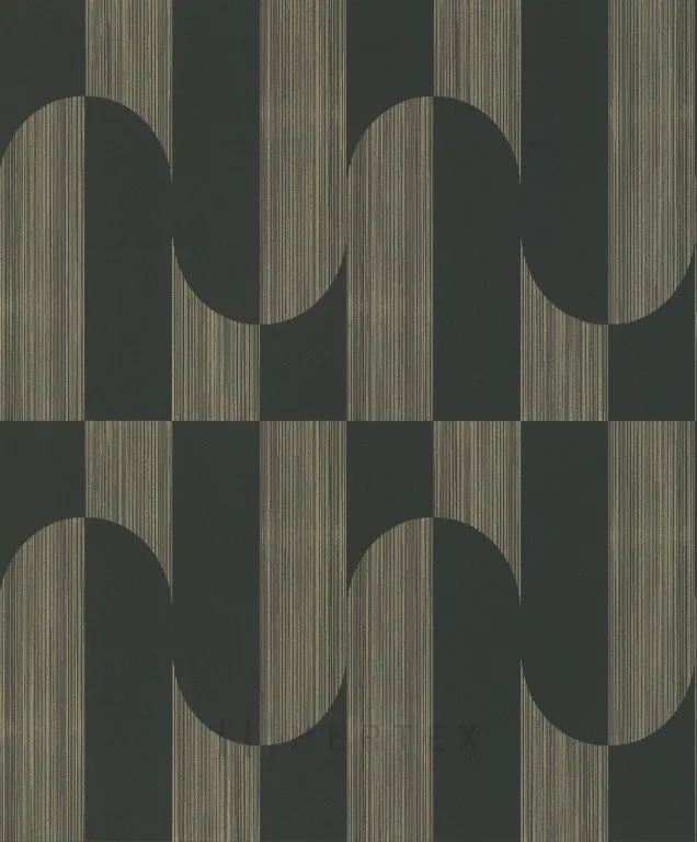 Repeating pattern of curved arch cutouts creating vertical striped columns in wood grain and dark gray.