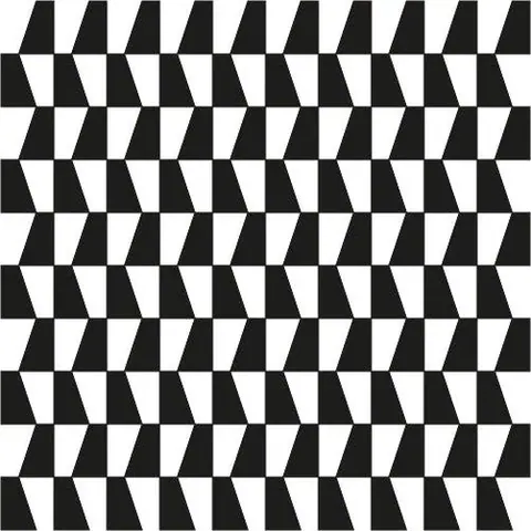 Black and white repeating chevron tile pattern with three-dimensional optical effect