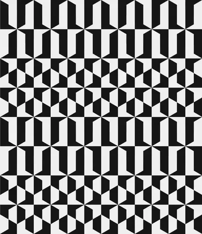 Repeating black and white geometric cube pattern creating a 3D optical illusion effect