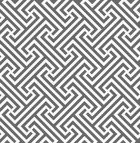 Repeating geometric pattern of interlocking grey and white diagonal lines forming a labyrinth-like mosaic tile design.