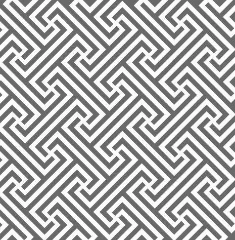 Repeating geometric pattern of interlocking grey and white diagonal lines forming a labyrinth-like mosaic tile design.