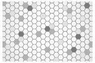 Repeating hexagonal tile mosaic pattern in grey and white with dimensional shading effect
