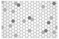 Repeating hexagonal tile mosaic pattern in grey and white with dimensional shading effect
