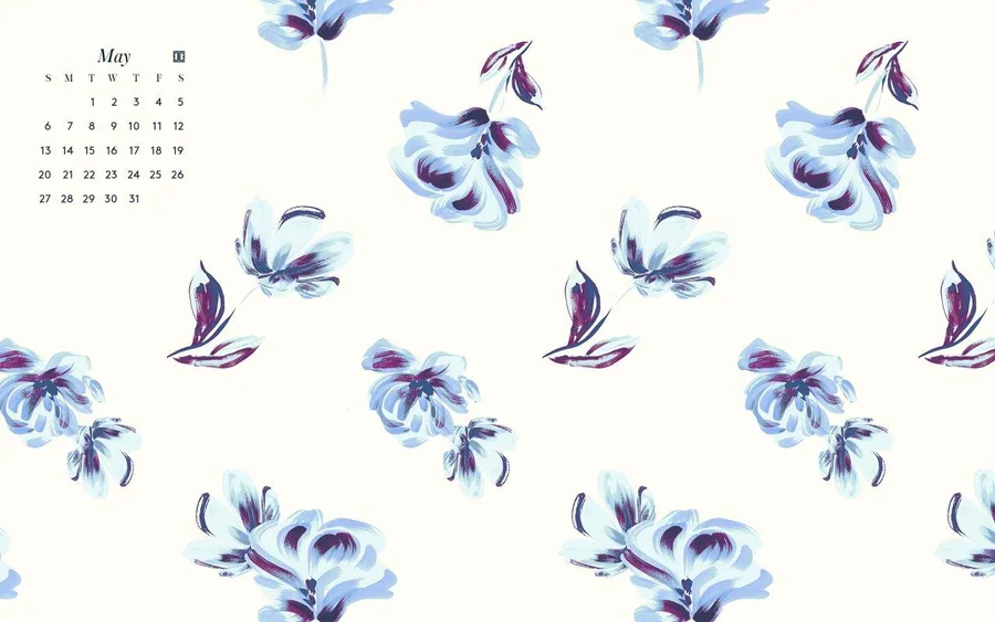 Repeating pattern of watercolor iris flowers in blue and purple tones on cream background