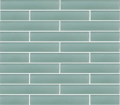Repeating staggered subway tile pattern in muted sage green with white grout lines