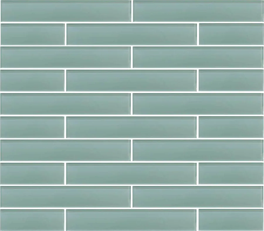 Repeating staggered subway tile pattern in muted sage green with white grout lines