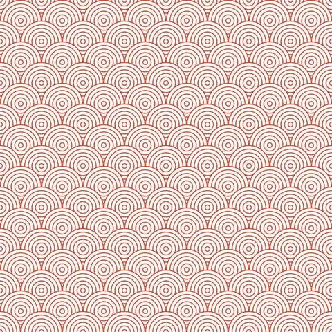 Repeating pattern of nested coral and white concentric circles in a geometric grid layout