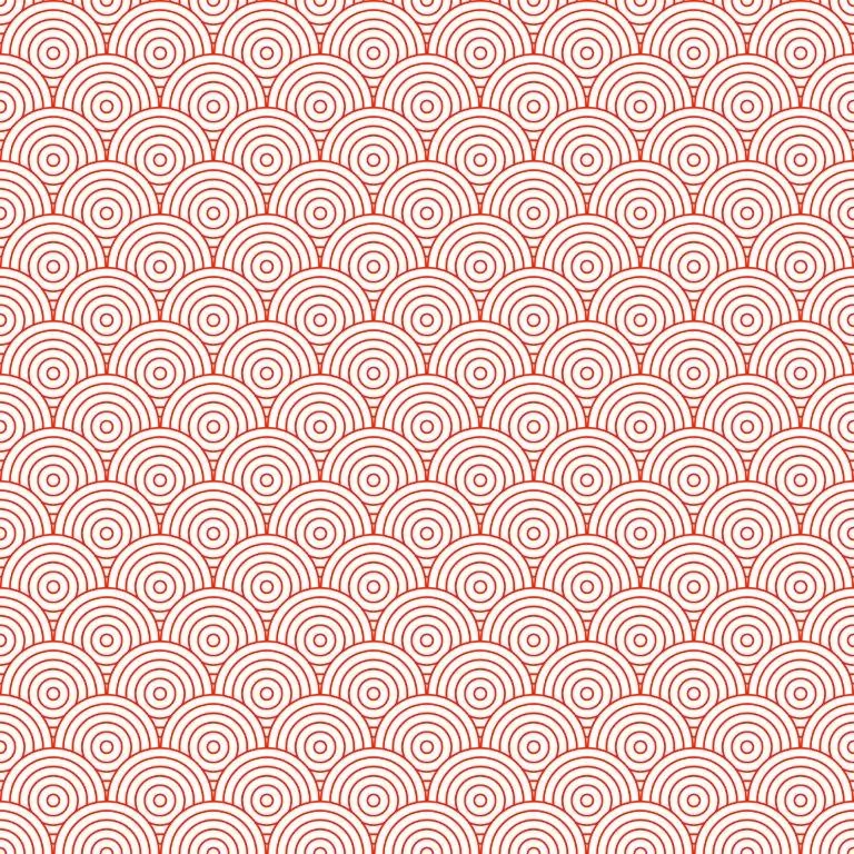 Repeating pattern of nested coral and white concentric circles in a geometric grid layout