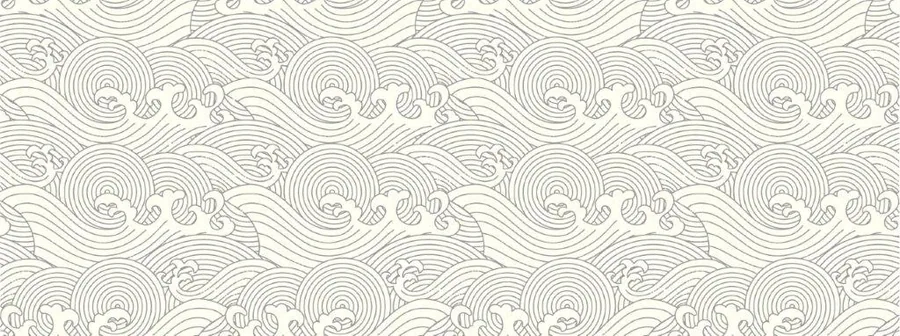 Repeating pattern of concentric circles and flowing wavy lines in a minimalist line-art style on cream background